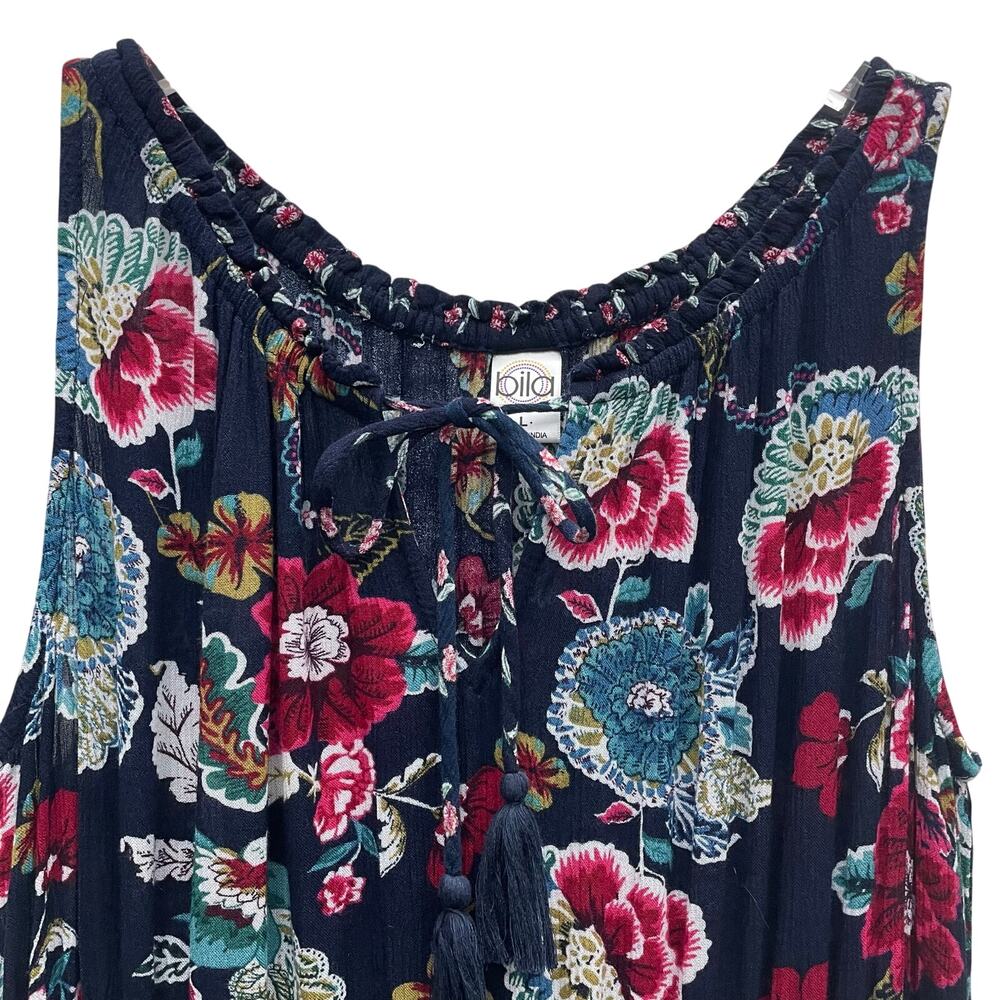 Bila Boho Sleeveless Floral Handkerchief Hem Maxi Sundress Size Large - Picture 3 of 9